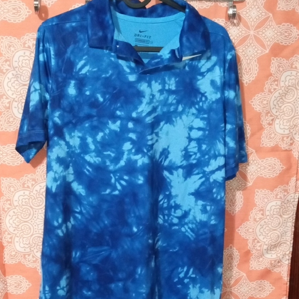 Nike Blue Tie-Dye Polo Shirt